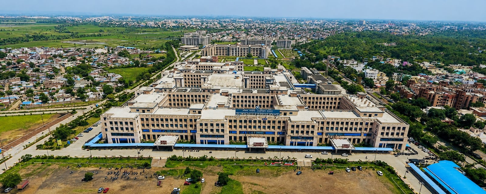 Aerial view of the AIIMS Bhopal hospital and academic complex