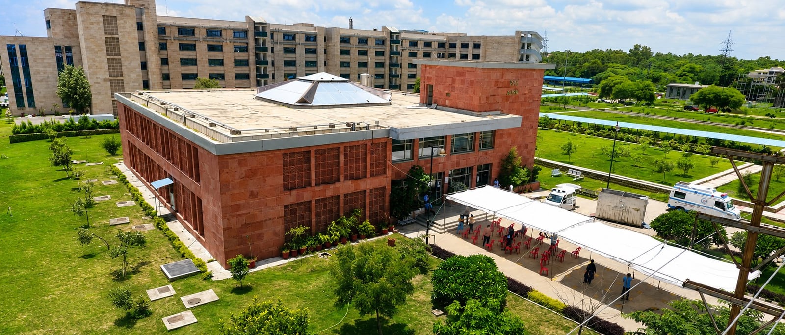 Aerial view of an AIIMS Bhopal academic block