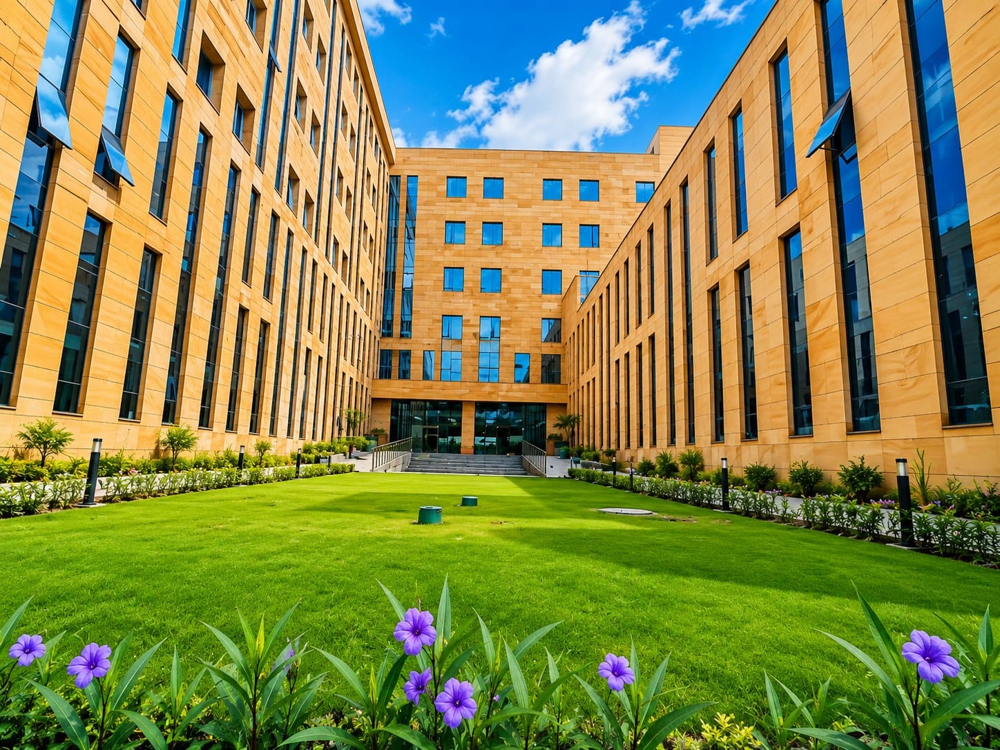 A landscaped courtyard at AIIMS Kalyani