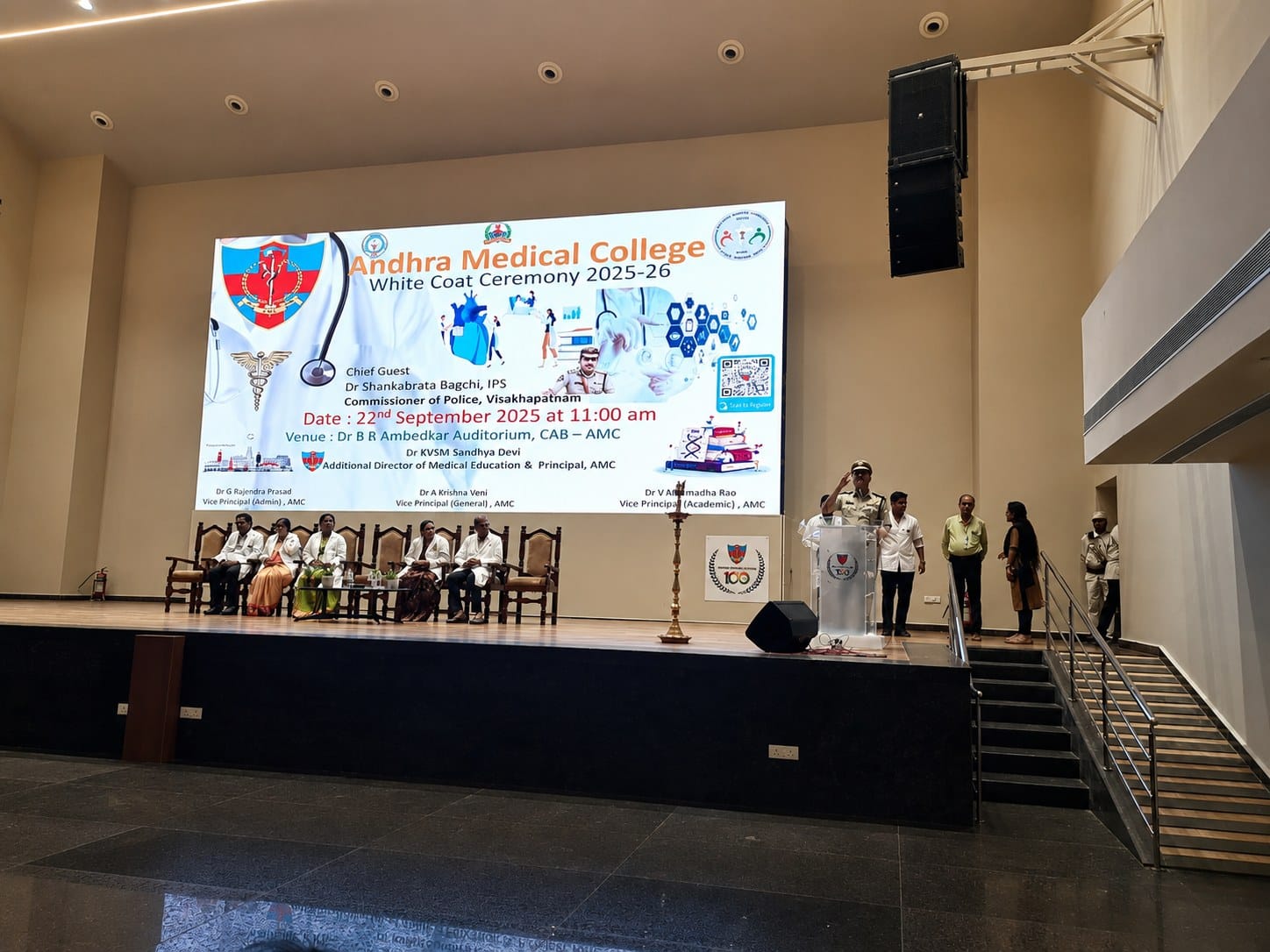 A stage event at Andhra Medical College, Visakhapatnam
