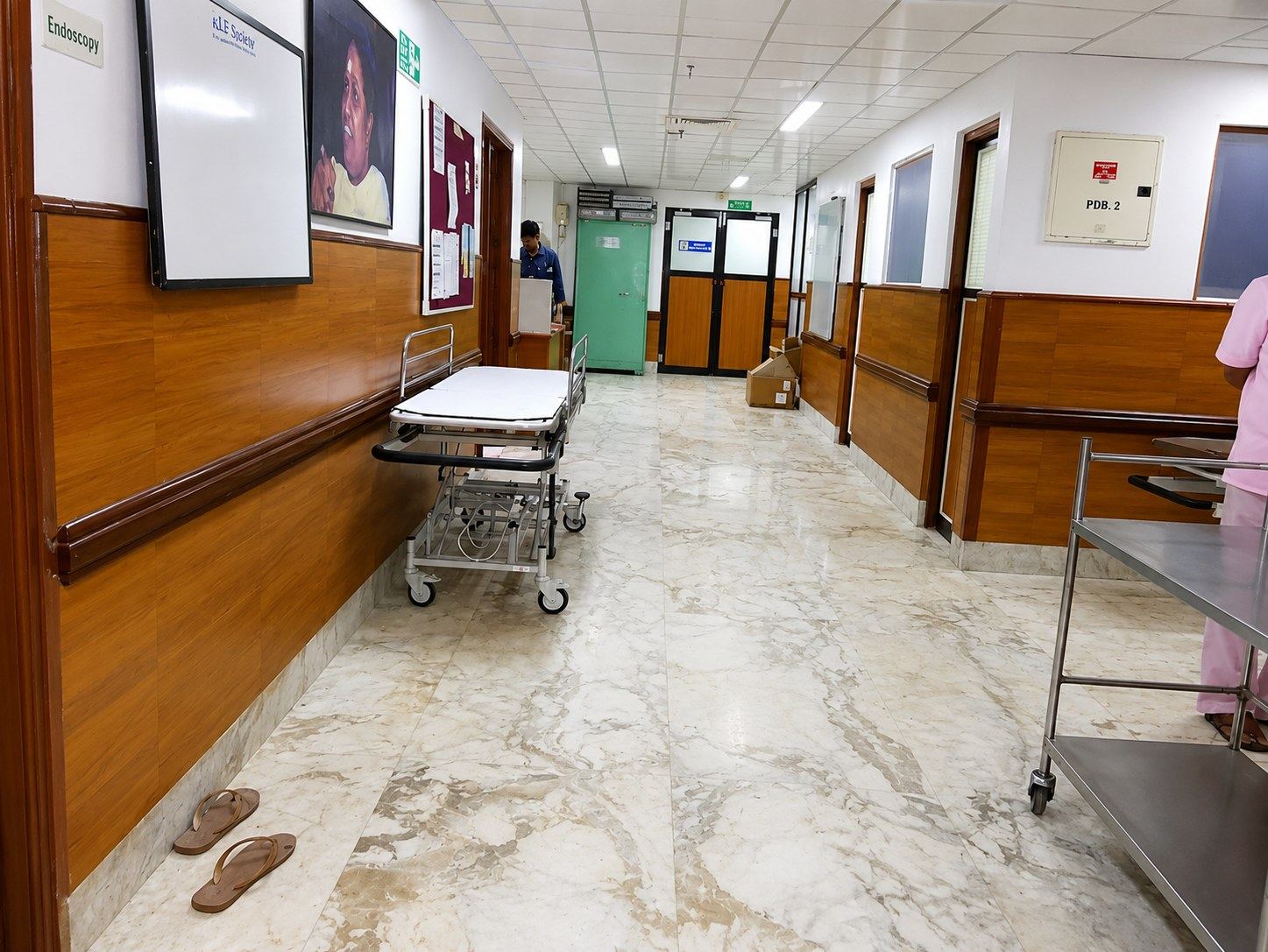 A hospital corridor at Amrita Institute of Medical Sciences, Kochi