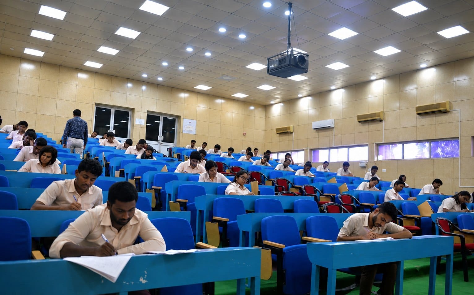 Students in an examination hall at ANIIMS, Port Blair