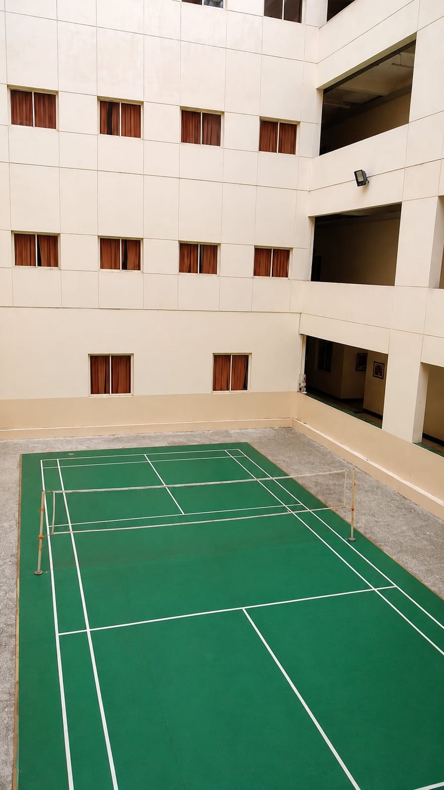The indoor badminton court at Apollo Institute of Medical Sciences and Research, Chittoor