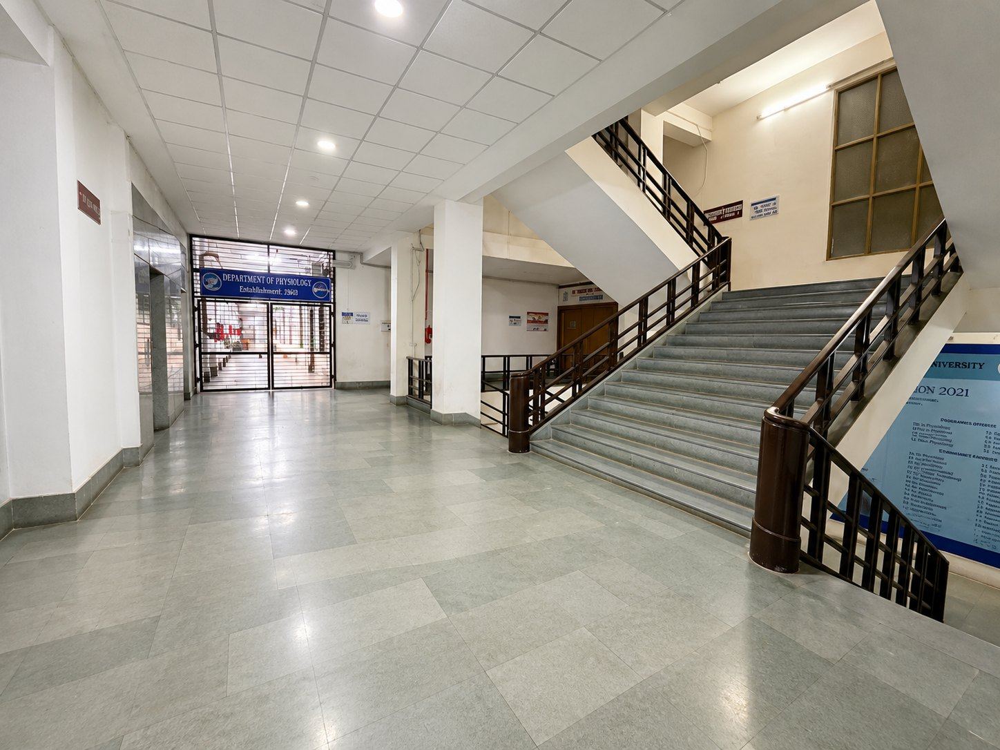 The lobby and grand staircase at B.J. Medical College, Ahmedabad