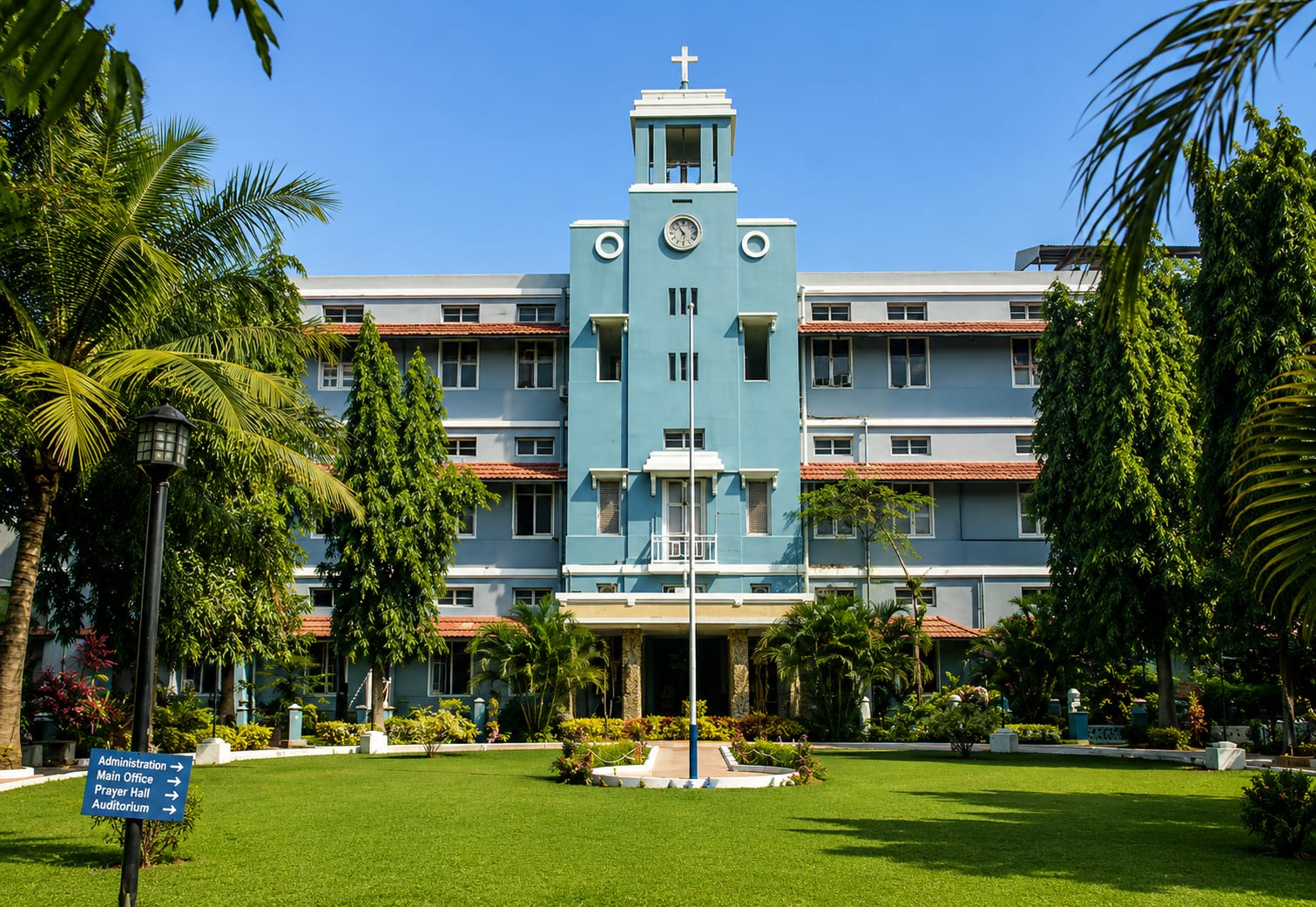 CMC Vellore main administrative building with its landmark clock tower
