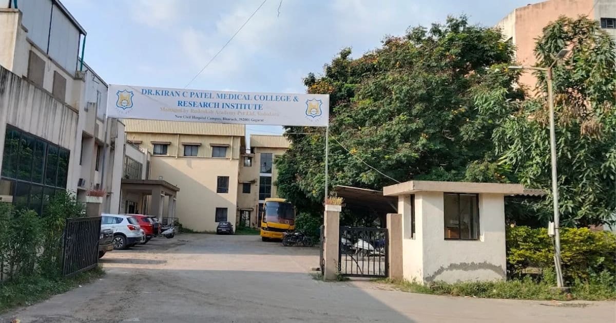 Dr. Kiran C. Patel Medical College and Research Institute main campus and entrance, Bharuch