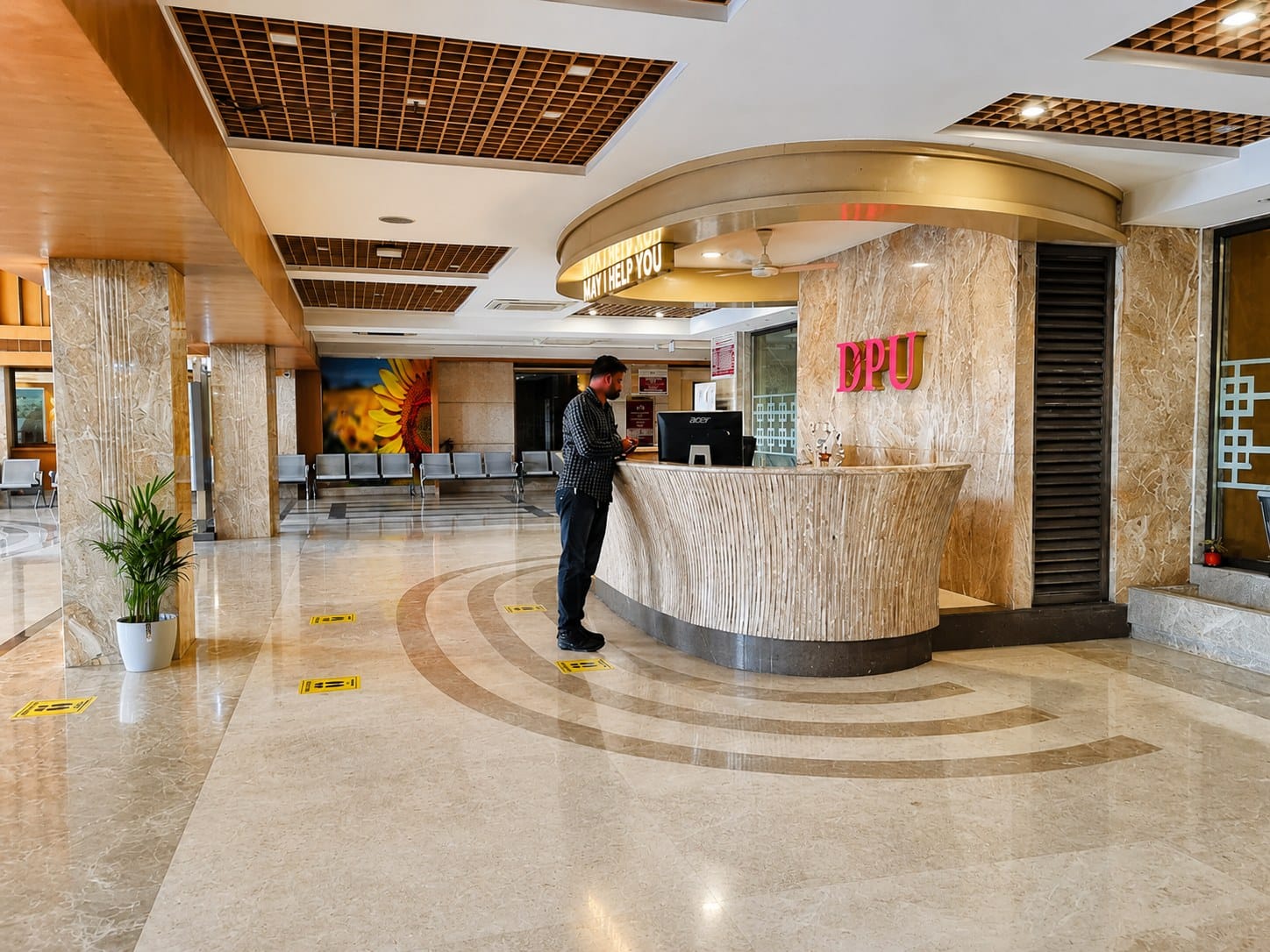 The hospital lobby / reception at Dr. D. Y. Patil Medical College, Pune