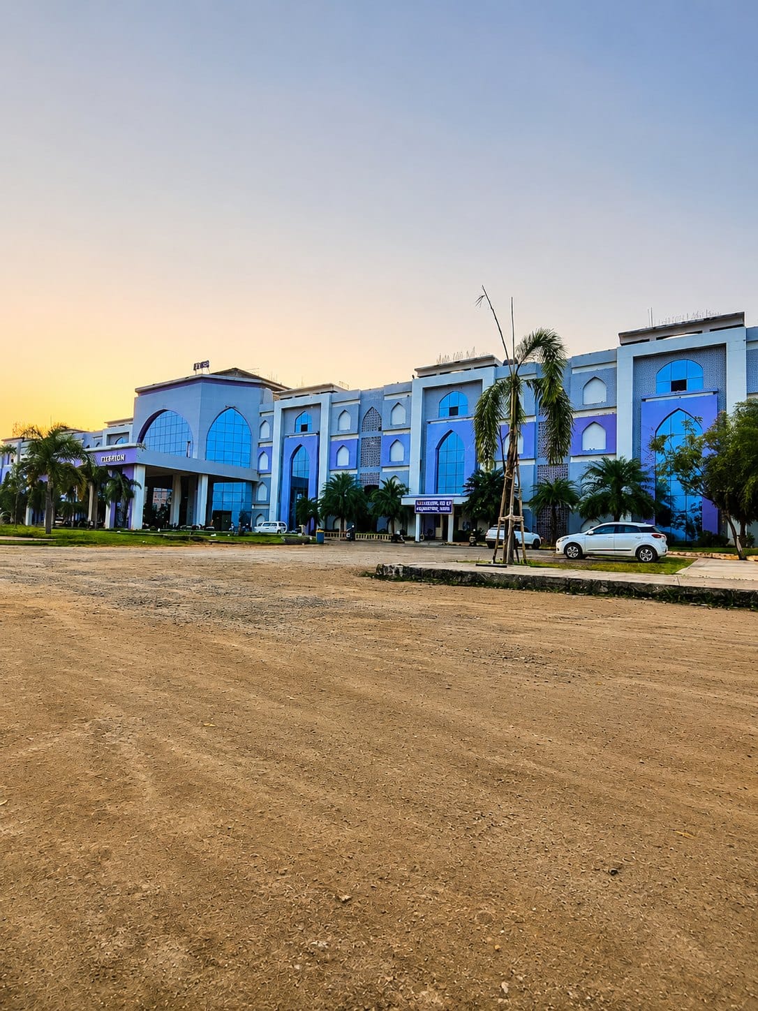 The Fathima Institute of Medical Sciences campus at dusk, Kadapa