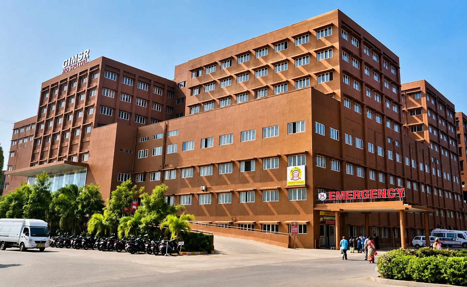The GIMSR Hospital building with its emergency block, Visakhapatnam