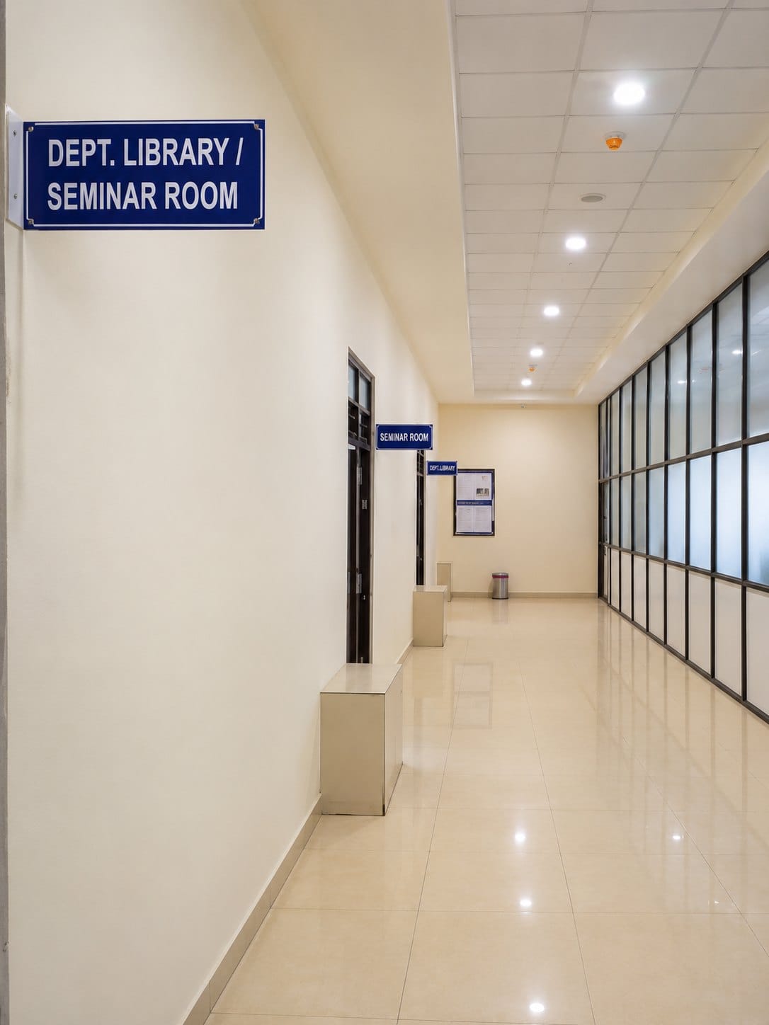The departmental library and seminar room corridor at Government Medical College, Eluru