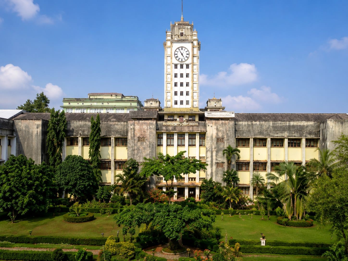 The iconic clock-tower building of Government Medical College, Kozhikode