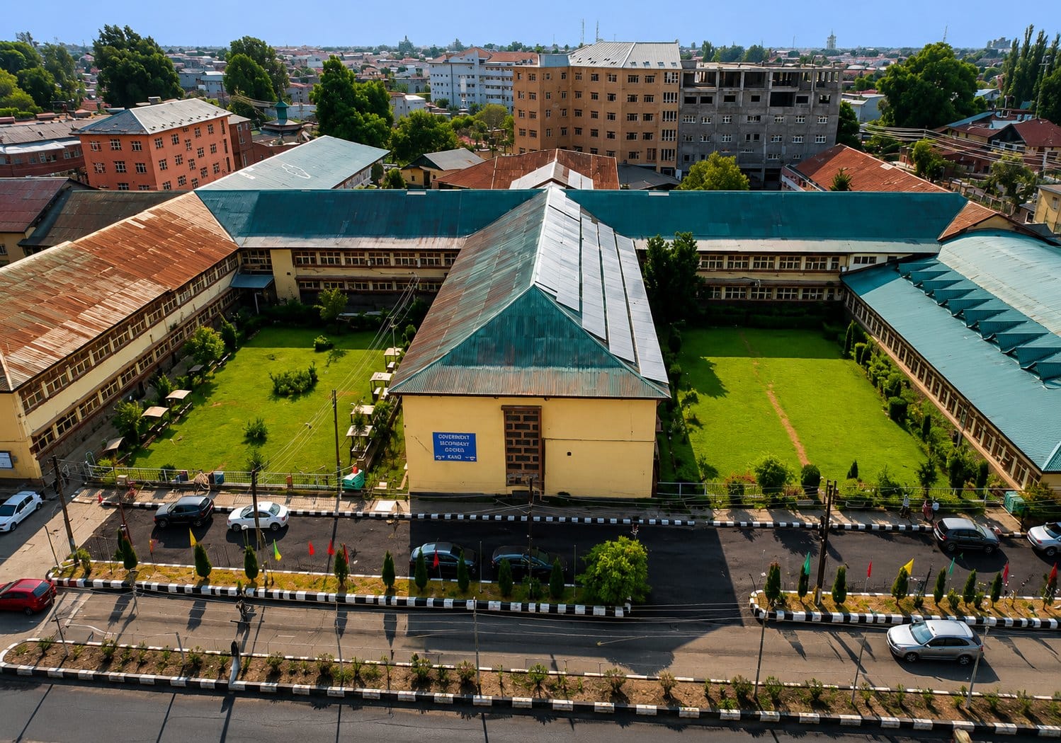 An aerial view of the GMC Srinagar quadrangle