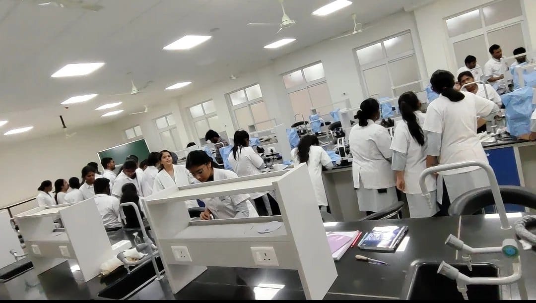 A practical laboratory session at Government Medical College, Vizianagaram