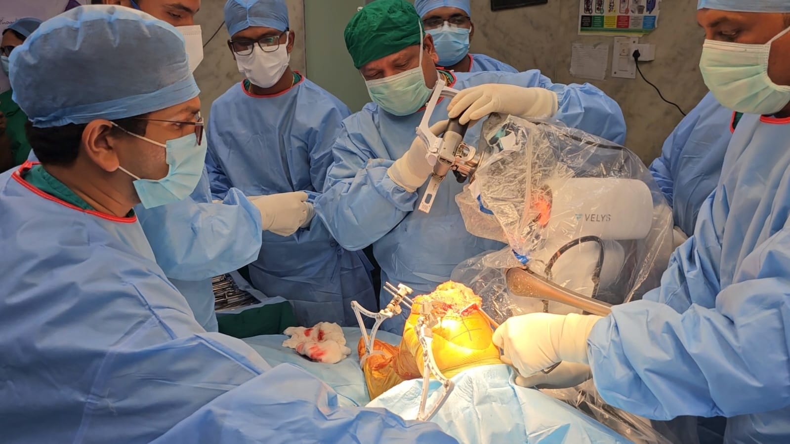 A surgery in progress in an operation theatre at Goa Medical College, Bambolim