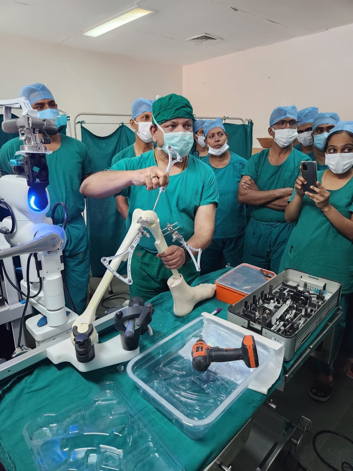 A robotic surgery demonstration at Goa Medical College, Bambolim