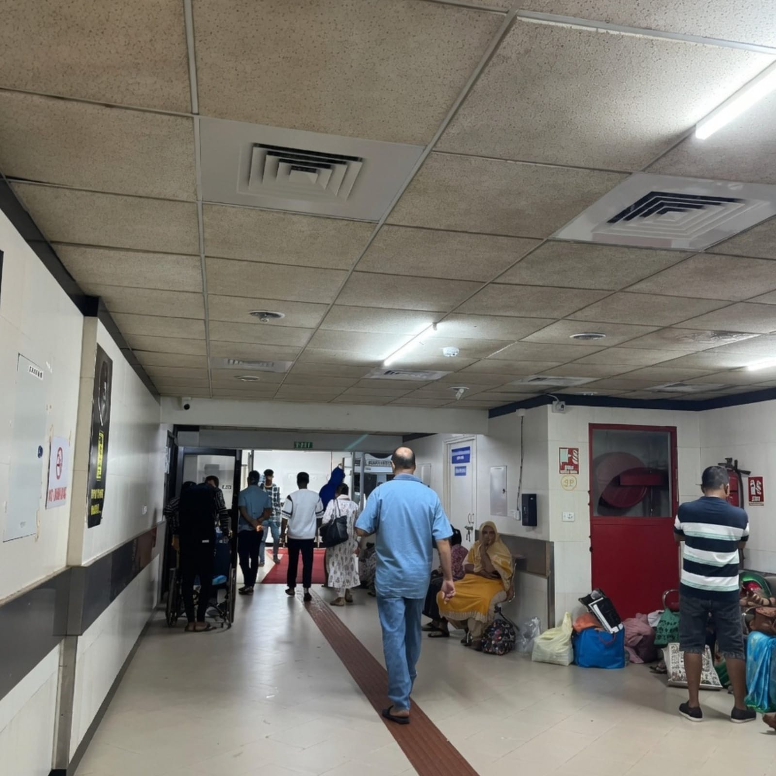A hospital corridor at Goa Medical College Hospital, Bambolim