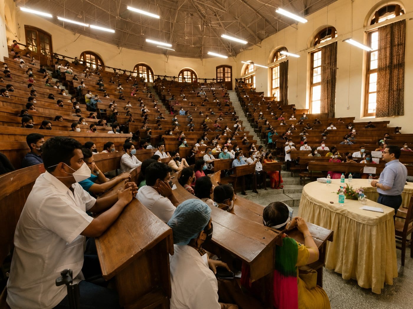A heritage lecture hall at Grant Medical College