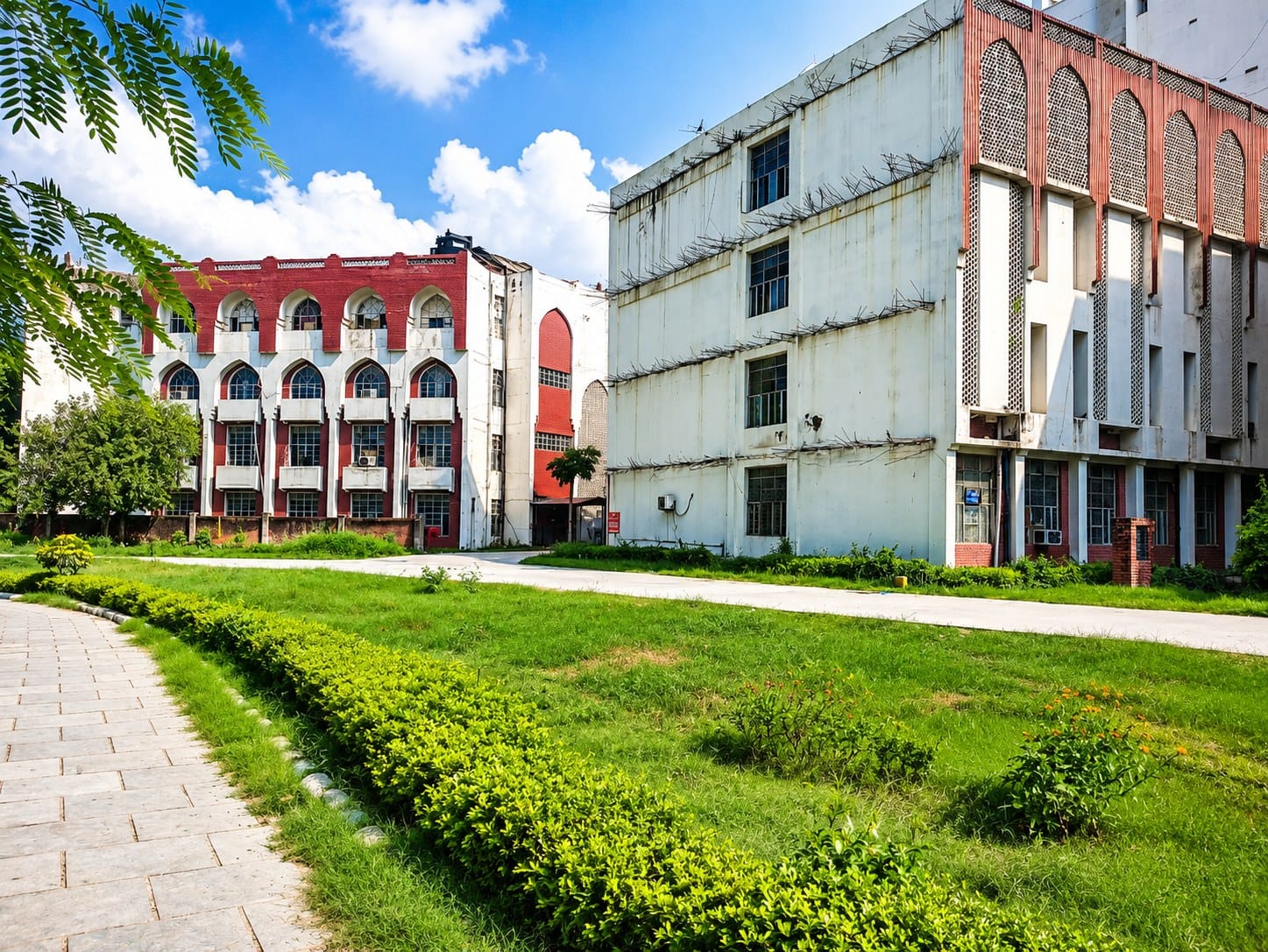 Academic buildings with garden at HIMSR, Delhi