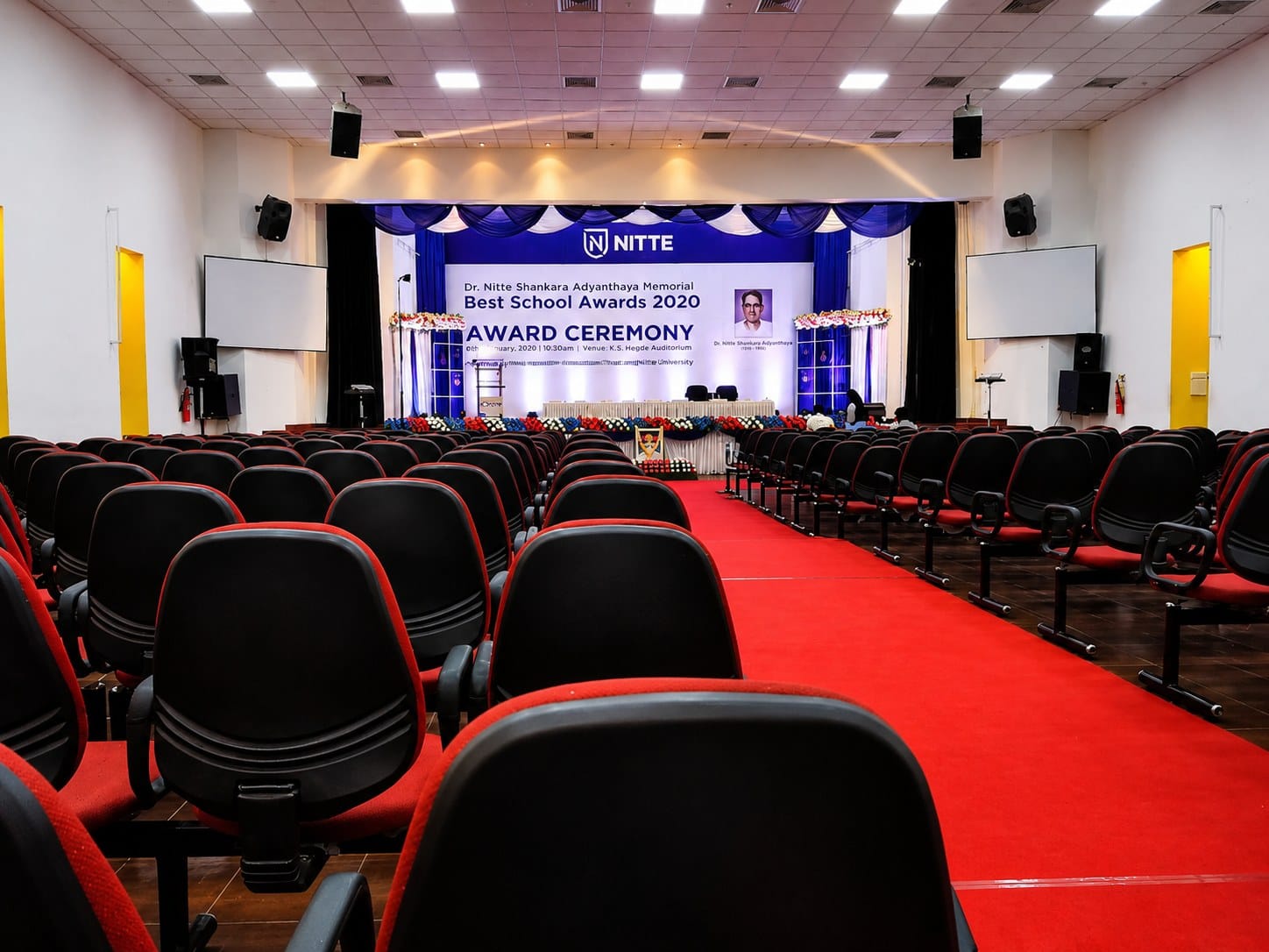 An award ceremony in the KS Hegde Medical Academy auditorium, Mangalore