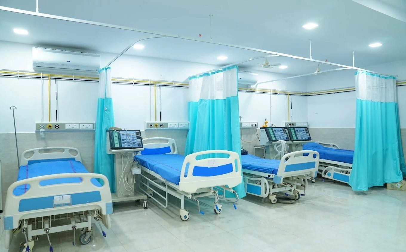 An inpatient ward at the MIMS General Hospital, Nellimarla