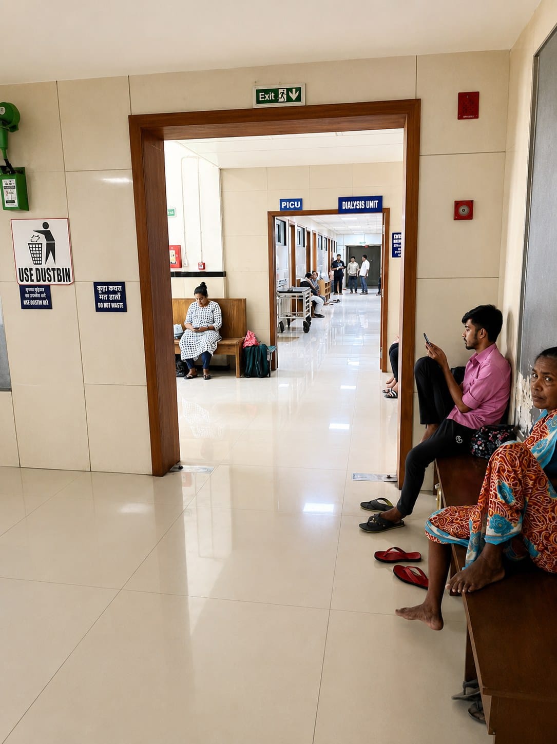 The hospital waiting area at MGM Medical College, Navi Mumbai