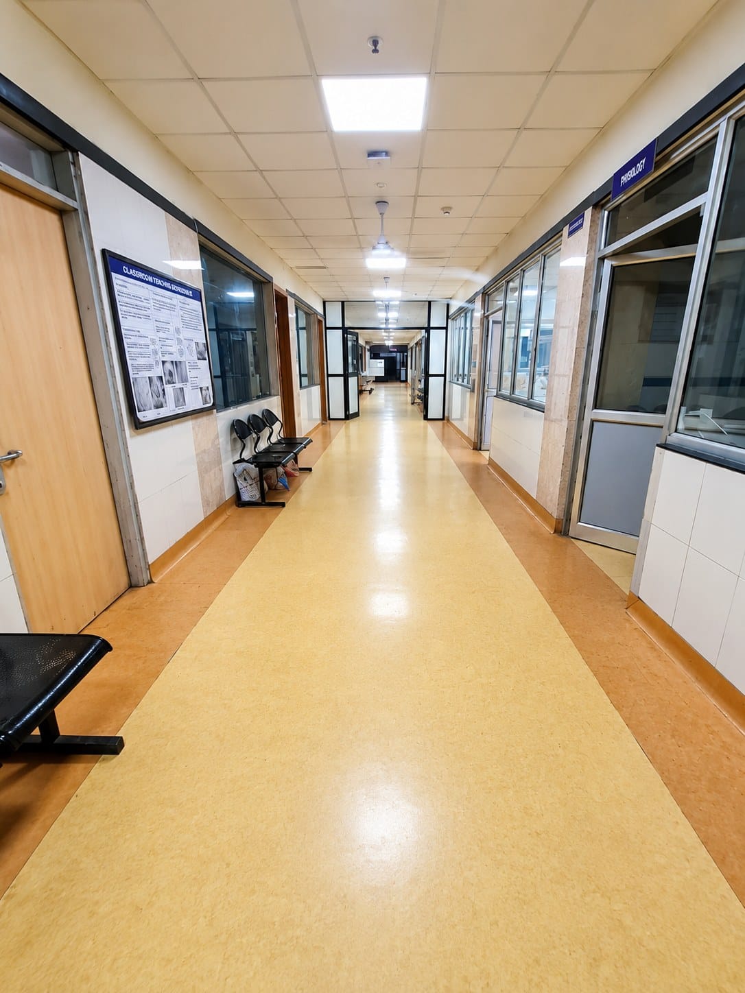 A hospital corridor at MGM Medical College, Navi Mumbai