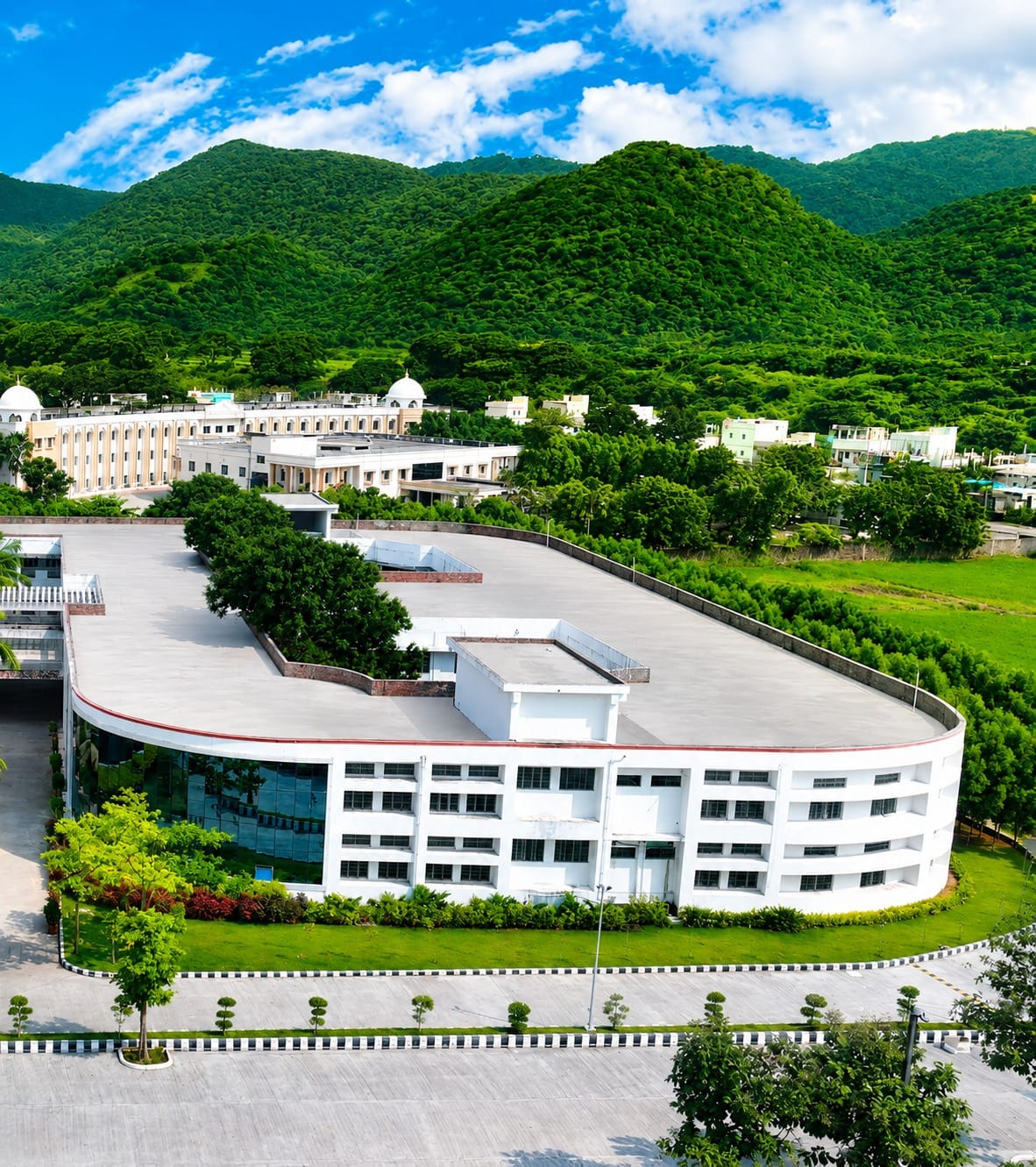 A tiered lecture hall at Nimra Institute of Medical Sciences, Krishna District
