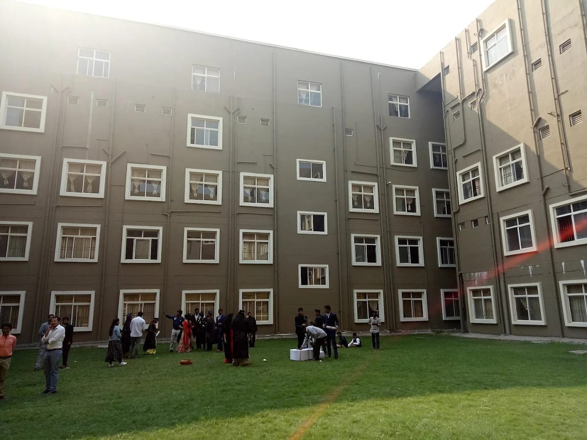 Students in the campus courtyard at NRI Institute of Medical Sciences, Visakhapatnam