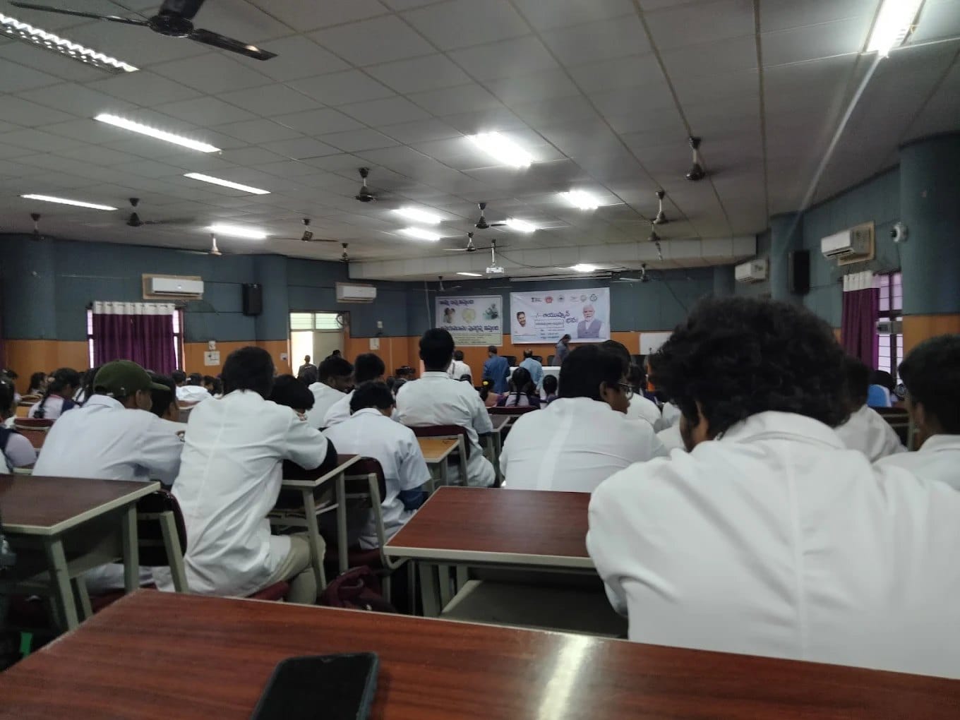 A student session in a lecture hall at Government Siddhartha Medical College, Vijayawada