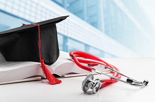 Stethoscope with graduation hat