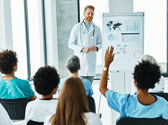 Teacher teaching medical students