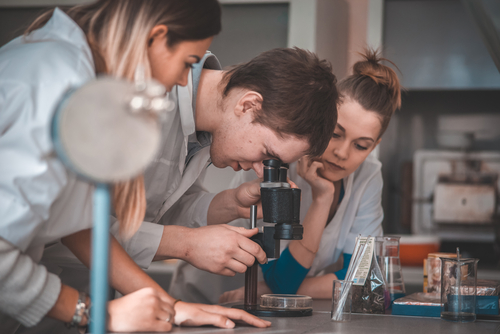 Medicine students in a laboratory