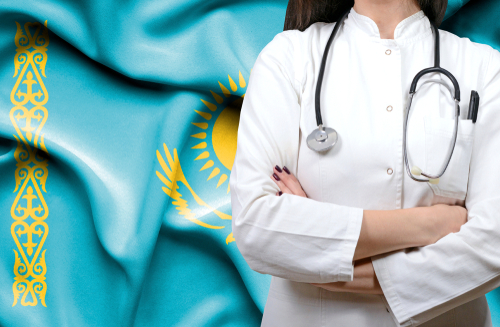 Kazakhstan flag and doctor