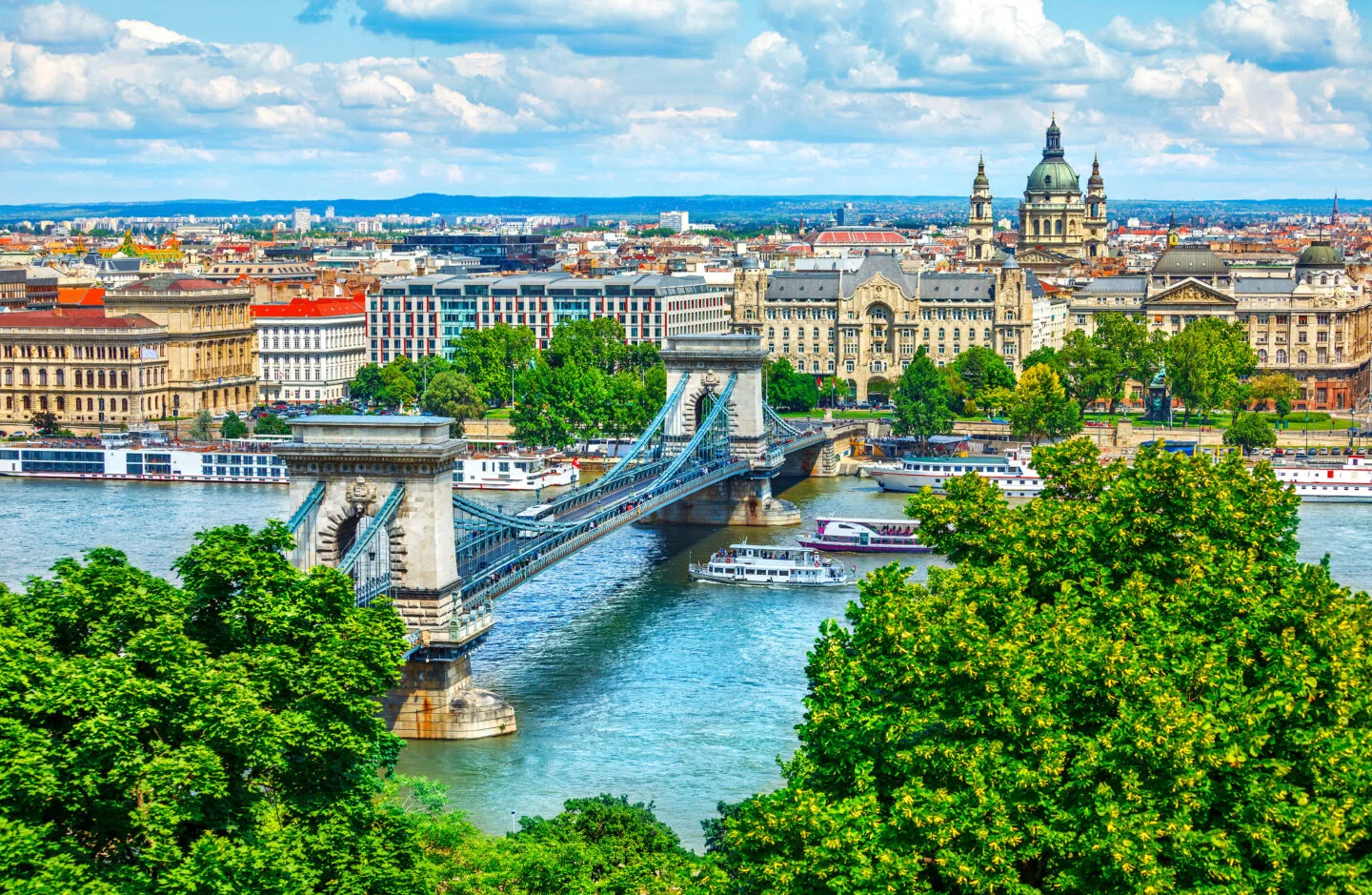 Chain,Bridge,On,Danube,River,In,Budapest,City.,Hungary.,Urban mbbs in hungary for indian students for international medical education at world renowned universities for intensive therapy internal diseases - orthopedics neurology medical genetics
