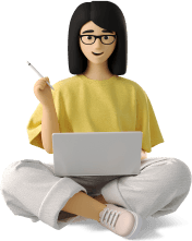 3d-business-young-woman-sitting-with-laptop-and-stylus 1